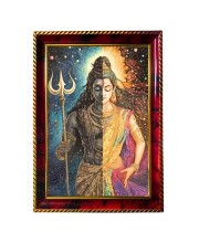 Ardhnarishwar Photo Frame For Wall & Table | 7x9 Inch Golden Cherry Finish | Decorative Ardhnarishwar Photo Frame For Home, Office & Pooja Room (F11567)