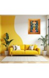 Lord Vishnu Golden Designer Photo Frame | 10x14 Inch Religious Wall Hanging Frame For Home & Office Decoration | Hindu Deity Spiritual Gift Item