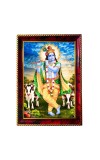 Lord Krishna Photo Frame For Wall & Table | 7x9 Inch Golden Cherry Finish | Decorative Lord Krishna Photo Frame For Home, Office & Pooja Room (F11863)