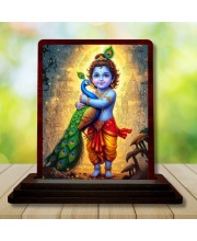 Car Desk/Table Top Lord Karthikeya Wooden Photo Stand 3x4 Inches, Compact & Stylish Spiritual Display For Car, Home & Office (Pack Of 1) (F14250)
