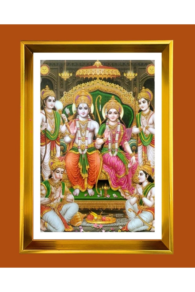 Ram Darbar Golden Photo Frame - 16x20 Inches | Elegant Wooden Frame For Home, Office & Temple Decoration | Spiritual Wall & Table Decor And Gift Item (F9493)