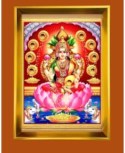 Mata Lakhsmi Golden Photo Frame - 16x20 Inches | Elegant Wooden Frame For Home, Office & Temple Decoration | Spiritual Wall & Table Decor And Gift Item (F9753)