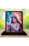 Car Desk/Table Top Cute Radha Wooden Photo Stand 3x4 Inches, Compact & Stylish Spiritual Display For Car, Home & Office (Pack Of 1) (F14366)