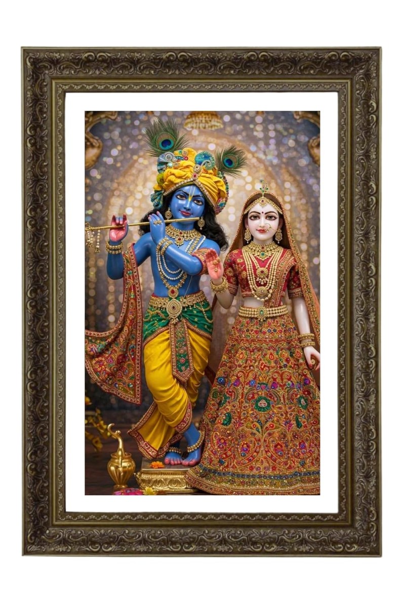 Divine Radha Krishna Big Photo Frame - 20x28 Inches For Home,Temple & Office Decoration (F10671)
