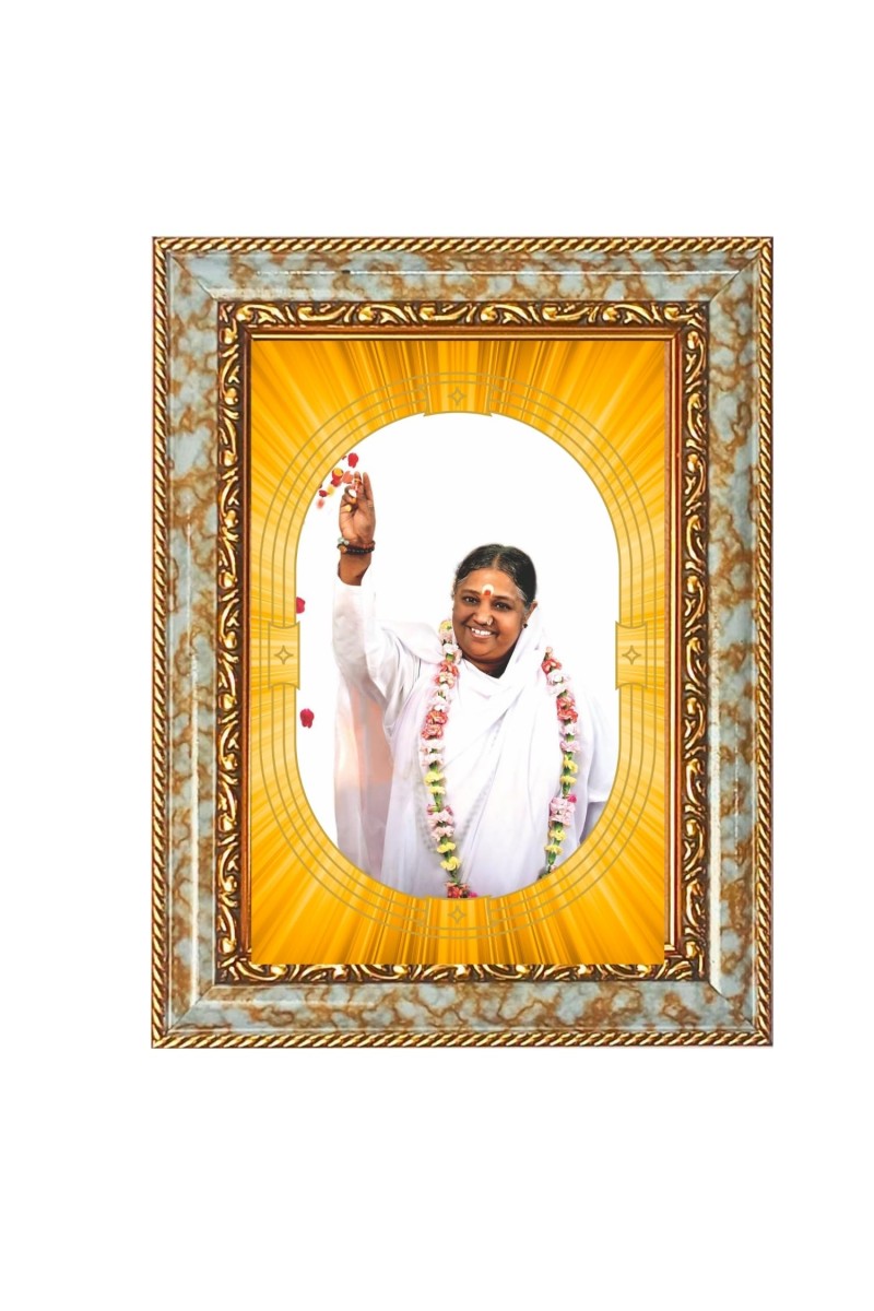 Mata Amritanandamayi Spiritual Guru Digital Photo In Designer Frame, Size 8x12 Inch | Hindu Religious Picture For Home Temple, Office & Gift | Wall Art & Pooja Decor (F10482)
