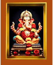Golden Photo Frame - 10x14 Inches | Elegant Wooden Frame For Home, Office & Temple Decoration | Spiritual Wall & Table Decor and Gift Item
