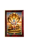 Lord Vishnu Photo Frame For Wall & Table | 7x9 Inch Golden Cherry Finish | Decorative Lord Vishnu Photo Frame For Home, Office & Pooja Room (F11914)