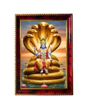Lord Vishnu Photo Frame For Wall & Table | 7x9 Inch Golden Cherry Finish | Decorative Lord Vishnu Photo Frame For Home, Office & Pooja Room (F11914)