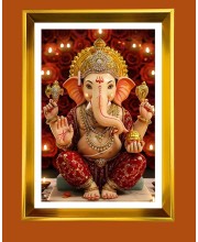 Golden Photo Frame - 10x14 Inches | Elegant Wooden Frame For Home, Office & Temple Decoration | Spiritual Wall & Table Decor and Gift Item