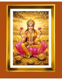 Mata Lakhsmi Golden Photo Frame - 10x14 Inches | Elegant Wooden Frame For Home, Office & Temple Decoration | Spiritual Wall & Table Decor And Gift Item (F9513)