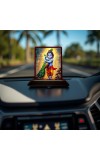 Car Desk/Table Top Lord Bal Krishna Wooden Photo Stand 3x4 Inches, Compact & Stylish Spiritual Display For Car, Home & Office (Pack Of 1) (F15148)