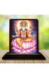 Car Desk/Table Top Lord Bramha Wooden Photo Stand 3x4 Inches, Compact & Stylish Spiritual Display For Car, Home & Office (Pack Of 1) (F14568)