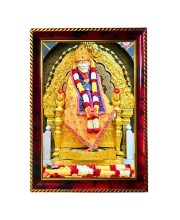 Lord Sai Baba Photo Frame For Wall & Table | 7x9 Inch Golden Cherry Finish | Decorative Lord Sai Baba Photo Frame For Home, Office & Pooja Room (F11710)