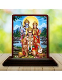 Car Desk/Table Top Lord Ram Siya Wooden Photo Stand 3x4 Inches, Compact & Stylish Spiritual Display For Car, Home & Office (Pack Of 1) (F15137)
