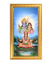 Shree Ram,sita & Lord Hanuman Digital Golden Color Photo Frame | Hindu Religious Wall Decor | 10x17 Inches - Inspirational Wall Art For Office, Home Decor - Ideal Spiritual Gift (F10318)