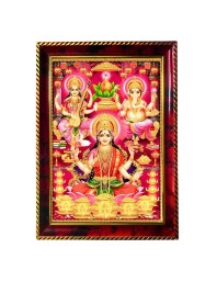 Lakshmi, Ganesha, And Saraswati Photo Frame For Wall & Table | 7x9 Inch Golden Cherry Finish | Decorative Lakshmi, Ganesha, And Saraswati Photo Frame For Home, Office & Pooja Room (F11311)