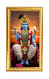Lord Vishnu Digital Golden Color Photo Frame | Hindu Religious Wall Decor | 10x17 Inches - Inspirational Wall Art For Office, Home Decor - Ideal Spiritual Gift (F10228)