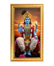 Lord Vishnu Digital Golden Color Photo Frame | Hindu Religious Wall Decor | 8x15 Inches - Inspirational Wall Art For Office, Home Decor - Ideal Spiritual Gift (F10228)