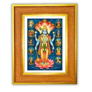 Lord Vishnu Photo Frame 10x14 Inches-Brown Wooden Frame For Home, Office & Temple Decoration And Gifting (F6444) Lord Vishnu Photo Frame 10x14 Inches-Brown Wooden Frame For Home, Office & Temple Decoration And Gifting (F6444)