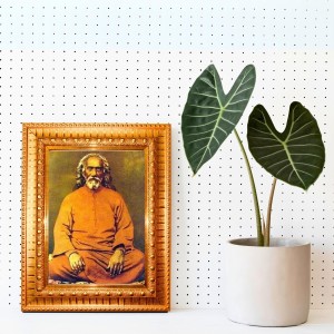Swami Sri Yukteswar Giri Golden Designer Photo Frame | 16x20 Inch Religious Wall Hanging Frame For Home & Office Decoration | Hindu Deity Spiritual Gift Item