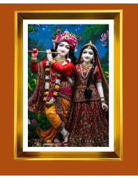 Divine Radha Krishna Golden Photo Frame - 14x18 Inches | Elegant Wooden Frame For Home, Office & Temple Decoration | Spiritual Wall & Table Decor And Gift Item (F9839)