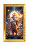 Lord Ganesh Digital Golden Color Photo Frame | Hindu Religious Wall Decor | 8x15 Inches - Inspirational Wall Art For Office, Home Decor - Ideal Spiritual Gift (F10357)