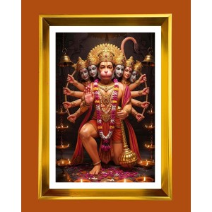 Lord Hanuman Golden Photo Frame - 14x18 Inches | Elegant Wooden Frame For Home, Office & Temple Decoration | Spiritual Wall & Table Decor And Gift Item (F9447) Lord Hanuman Golden Photo Frame - 14x18 Inches | Elegant Wooden Frame For Home, Office & Temple Decoration | Spiritual Wall & Table Decor And Gift Item (F9447)