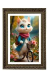 Cute, Anthropomorphic White Cat Big Photo Frame - 20x28 Inches For Home,Temple & Office Decoration (F10700)