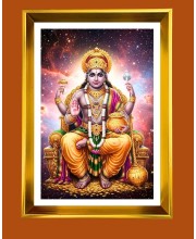 Lord Kubera Golden Photo Frame - 10x14 Inches | Elegant Wooden Frame For Home, Office & Temple Decoration | Spiritual Wall & Table Decor and Gift Item