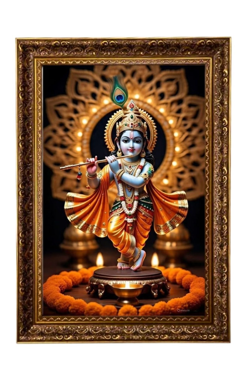 Divine Krishna Big Photo Frame - 20x28 Inches For Home,Temple & Office Decoration (F11202)
