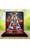 Car Desk/Table Top Lord Shiva Wooden Photo Stand 3x4 Inches, Compact & Stylish Spiritual Display For Car, Home & Office (Pack Of 1) (F14532)