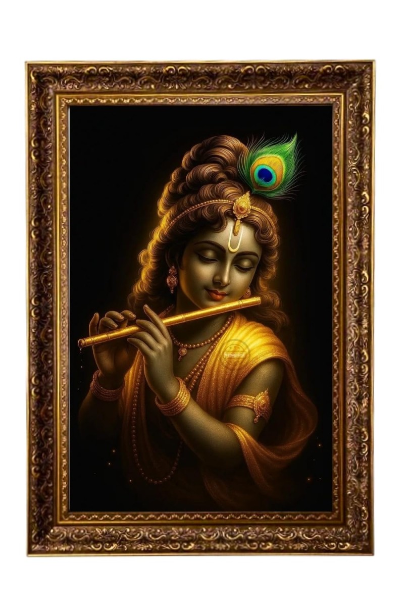 Divine Krishna Big Photo Frame - 20x28 Inches For Home,Temple & Office Decoration (F11201)