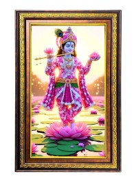 Lord Krishna Digital Golden Balck Color Photo Frame | Hindu Religious Wall Decor | 10x16 Inches - Inspirational Wall Art For Office, Home Decor - Ideal Spiritual Gift (F16685)