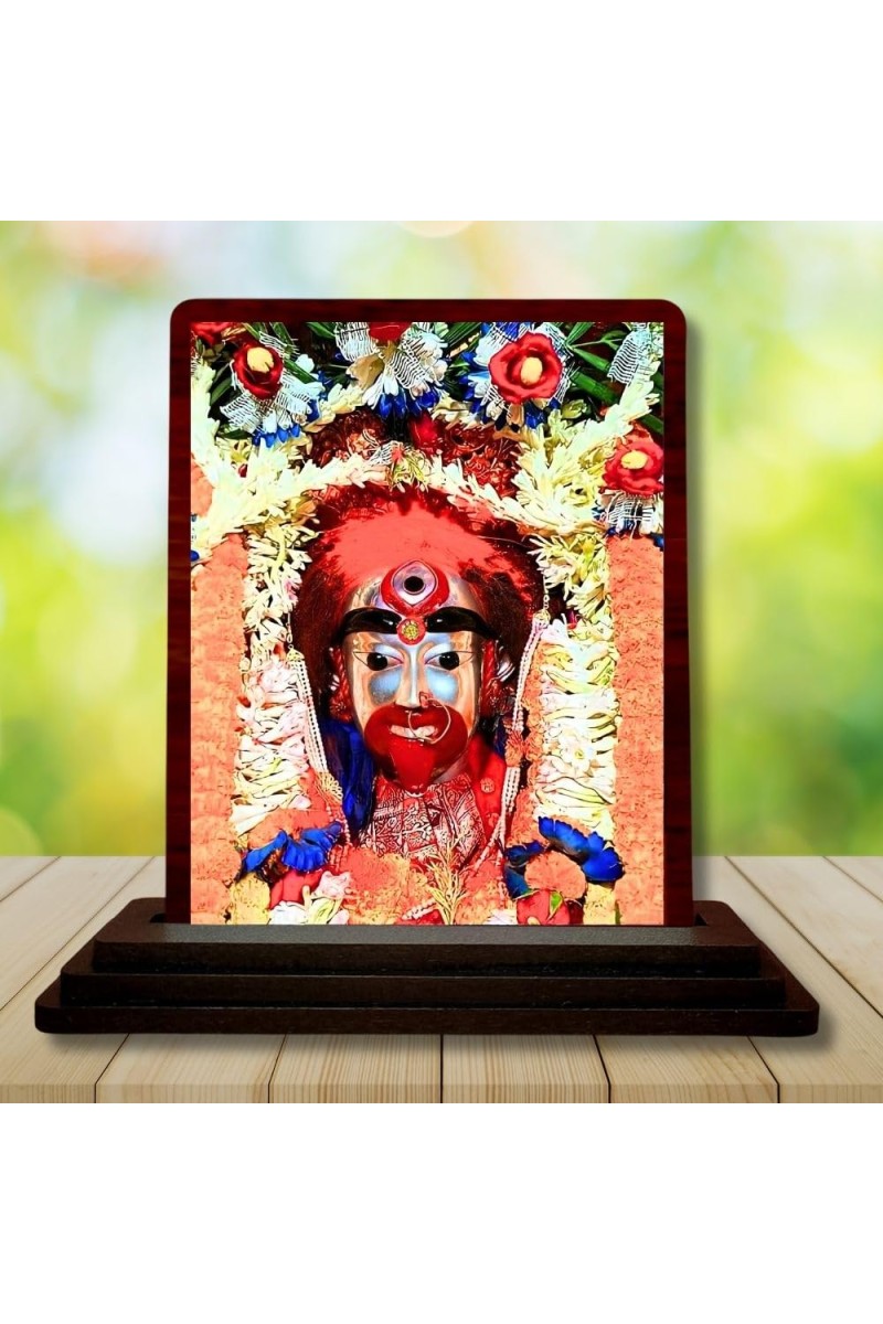 Car Desk/Table Top Lord Jagannath Wooden Photo Stand 3x4 Inches, Compact & Stylish Spiritual Display For Car, Home & Office (Pack Of 1) (F14464)