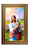 Lord Jesus Digital Golden Balck Color Photo Frame | Hindu Religious Wall Decor | 10x16 Inches - Inspirational Wall Art For Office, Home Decor - Ideal Spiritual Gift (F16735)