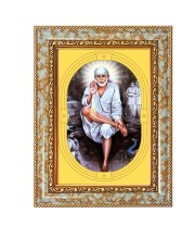 Shirdi Sai Baba Spiritual Guru Digital Photo In Designer Frame, Size 10x16 Inch | Hindu Religious Picture For Home Temple, Office & Gift | Wall Art & Pooja Decor (F10423)