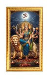 Mata Durga Digital Golden Color Photo Frame | Hindu Religious Wall Decor | 10x17 Inches - Inspirational Wall Art For Office, Home Decor - Ideal Spiritual Gift (F10232)