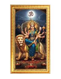 Mata Durga Digital Golden Color Photo Frame | Hindu Religious Wall Decor | 10x17 Inches - Inspirational Wall Art For Office, Home Decor - Ideal Spiritual Gift (F10232)