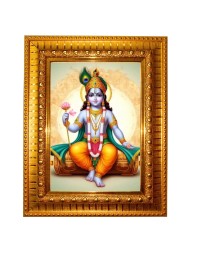Shree Krishna Golden Designer Photo Frame | 14x18 Inch Religious Wall Hanging Frame For Home & Office Decoration | Hindu Deity Spiritual Gift Item