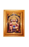 Panchamukhi Hanuman Golden Designer Photo Frame | 16x20 Inch Religious Wall Hanging Frame For Home & Office Decoration | Hindu Deity Spiritual Gift Item