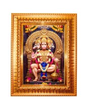 Panchamukhi Hanuman Golden Designer Photo Frame | 10x14 Inch Religious Wall Hanging Frame For Home & Office Decoration | Hindu Deity Panchamukhi Hanuman Spiritual Gift Item