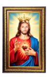 Lord Jesus Digital Golden Balck Color Photo Frame | Hindu Religious Wall Decor | 10x16 Inches - Inspirational Wall Art For Office, Home Decor - Ideal Spiritual Gift (F16744)