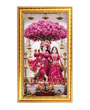 Divine Radha Krishna Digital Golden Color Photo Frame | Hindu Religious Wall Decor | 10x17 Inches - Inspirational Wall Art For Office, Home Decor - Ideal Spiritual Gift (F10263)