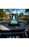 Car Desk/Table Top Lord Buddha Wooden Photo Stand 3x4 Inches, Compact & Stylish Spiritual Display For Car, Home & Office (Pack Of 1) (F14484)