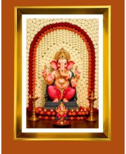 Golden Photo Frame - 10x14 Inches | Elegant Wooden Frame For Home, Office & Temple Decoration | Spiritual Wall & Table Decor and Gift Item