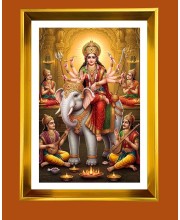 Mata Durga Golden Photo Frame - 10x14 Inches | Elegant Wooden Frame For Home, Office & Temple Decoration | Spiritual Wall & Table Decor and Gift Item