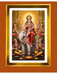 Mata Durga Golden Photo Frame - 18x22 Inches | Elegant Wooden Frame For Home, Office & Temple Decoration | Spiritual Wall & Table Decor And Gift Item (F9521)