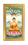 Lord Buddha Digital Golden Color Photo Frame | Hindu Religious Wall Decor | 10x17 Inches - Inspirational Wall Art For Office, Home Decor - Ideal Spiritual Gift (F10324)