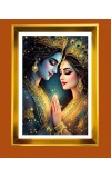 Divine Radha Krishna Golden Photo Frame - 10x14 Inches | Elegant Wooden Frame For Home, Office & Temple Decoration | Spiritual Wall & Table Decor And Gift Item (F9706)
