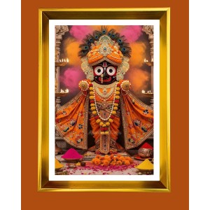 Jai Jaganaath Golden Photo Frame - 10x14 Inches | Elegant Wooden Frame For Home, Office & Temple Decoration | Spiritual Wall & Table Decor And Gift Item (F9555) Jai Jaganaath Golden Photo Frame - 10x14 Inches | Elegant Wooden Frame For Home, Office & Temple Decoration | Spiritual Wall & Table Decor And Gift Item (F9555)